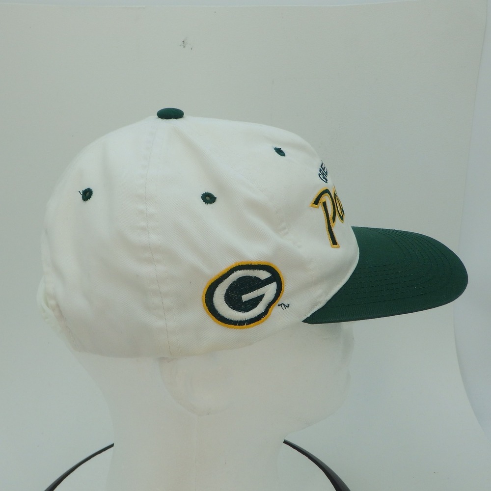 Green Bay Packers Baseball Cap White Green Snap Back Script Sports Specialties - Picture 7 of 15